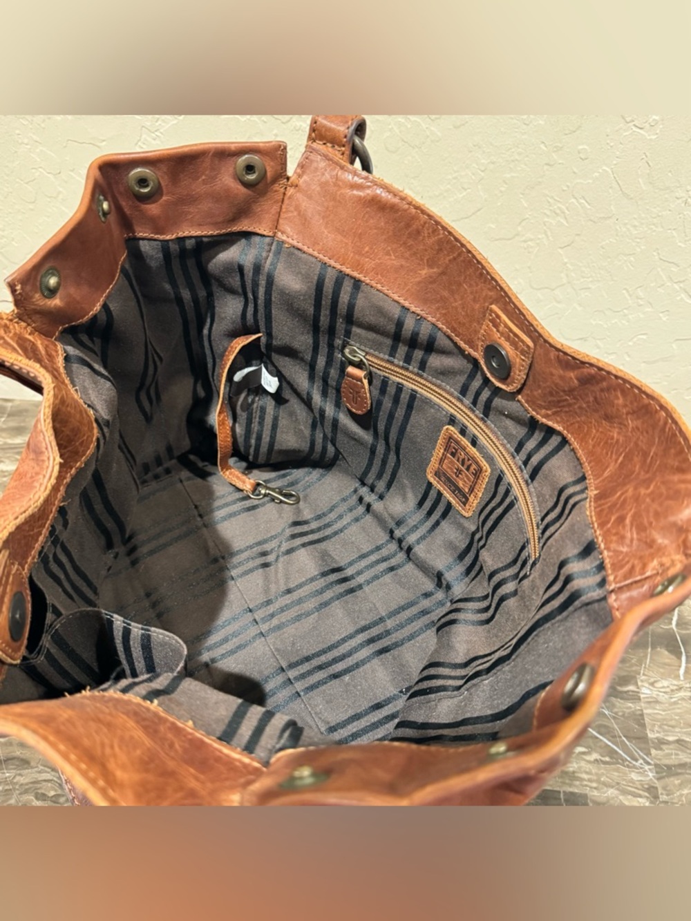 Frye Melissa Brown Leather Tote Bag - Picture 12 of 14
